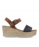 Walk & Fly leather wedge 8291 36631 navy blue
