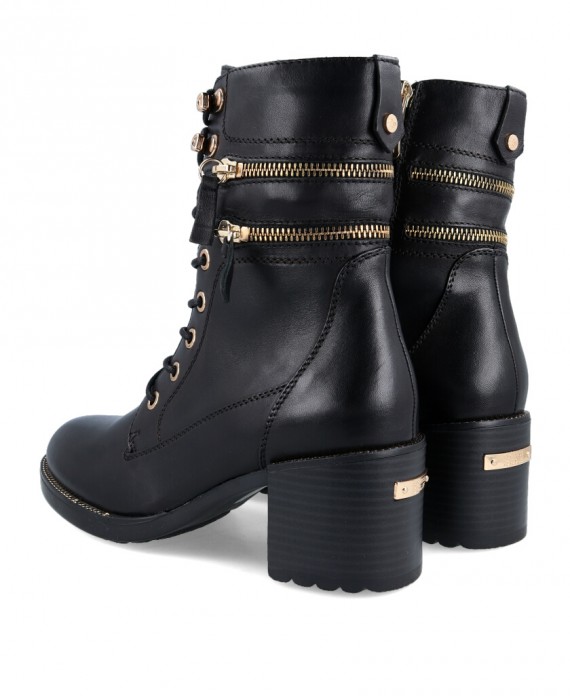Black heeled military boots