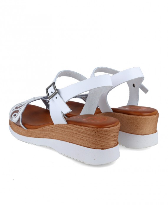 Porronet wedge sandals with white animal print band Querol