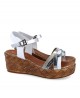 White sandals with wedge Porronet 2833