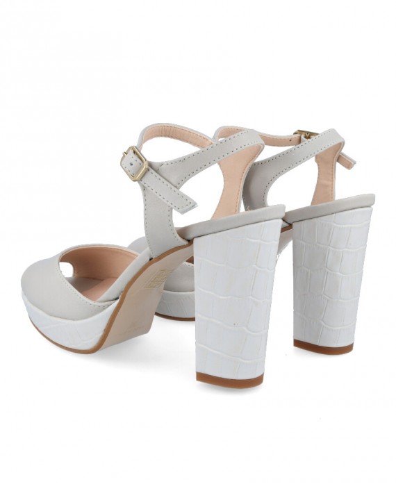 Grey high-heeled sandals