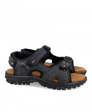 Sandalias para hombre en color negro Caracteristicas con cierre de velcro cuna 3 cm zapato de estilo casual suela de goma termo