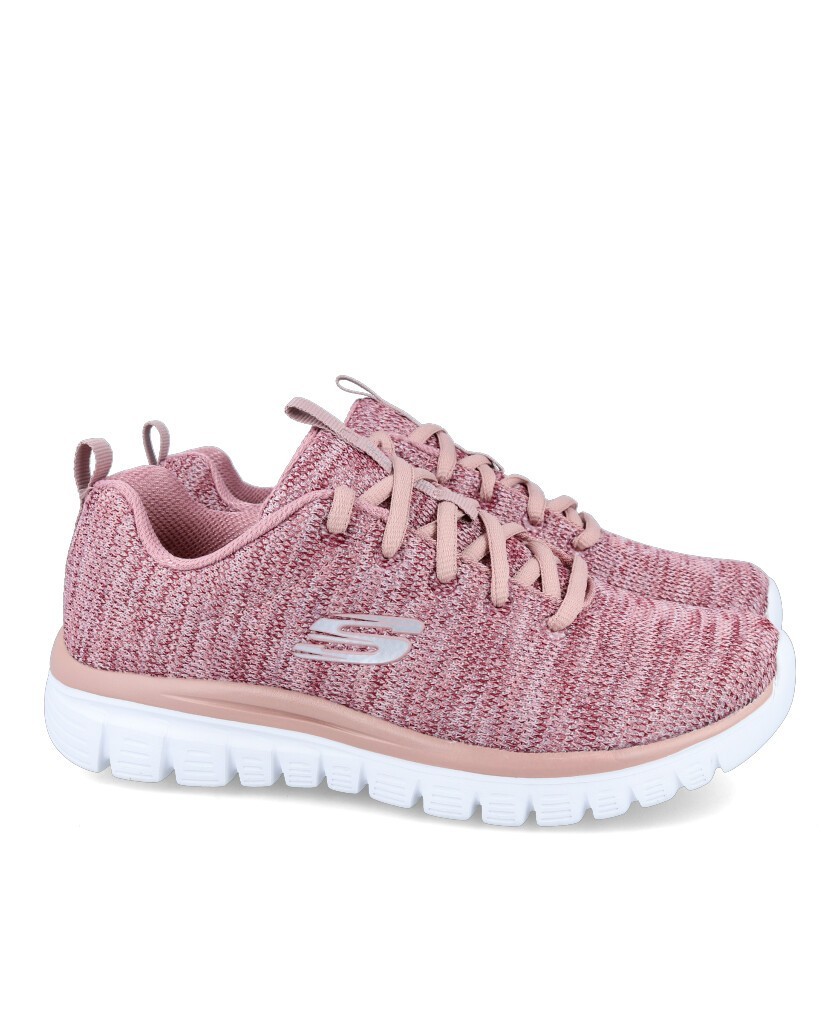 Sneakers de para mujer en color rosa Caracteristicas con cordones altura de piso 3 cm piso de goma termoplastica exterior texti