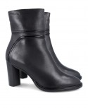 Black leather ankle boots for women Catchalot 25398