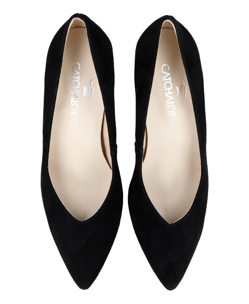 Kissia 742 black suede court shoe
