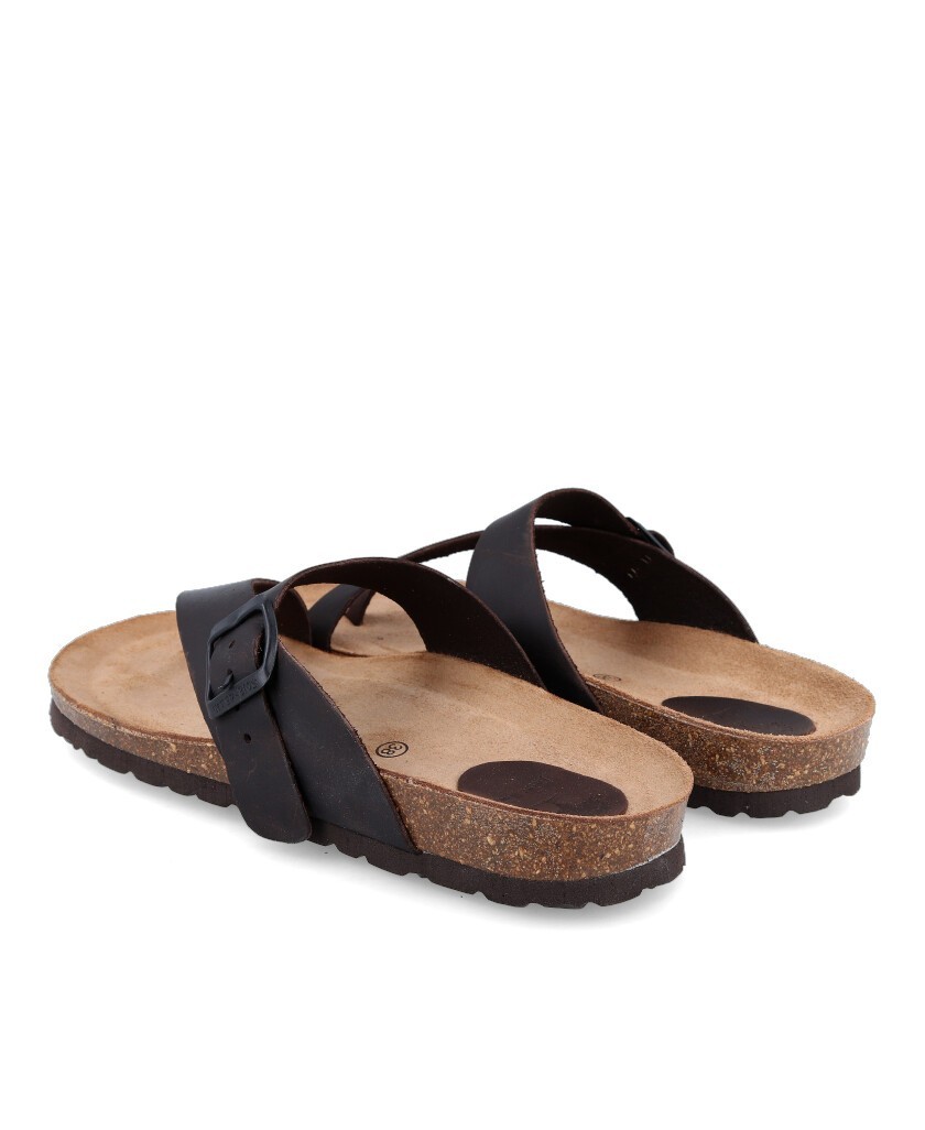 sandalias cuero marron