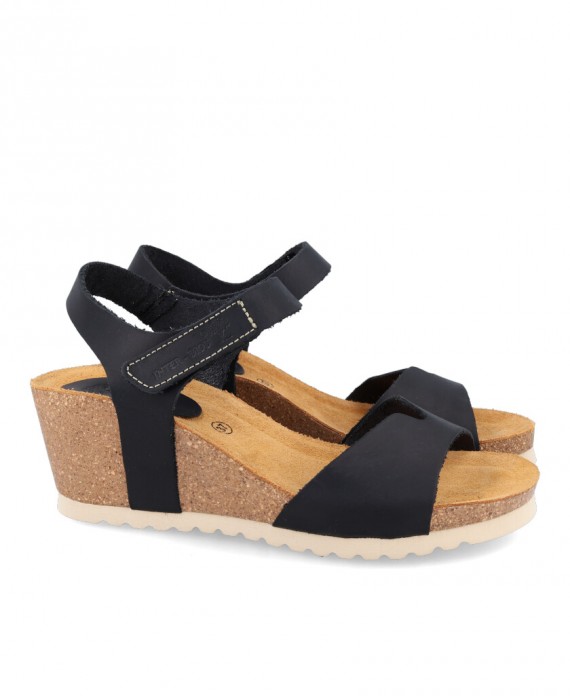 Interbios 5649 Black wedge sandals for women