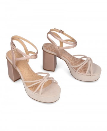 Beige sandal wide heel