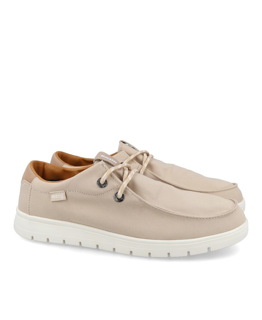 Mustang 84335 Beige canvas shoes for men in beige color