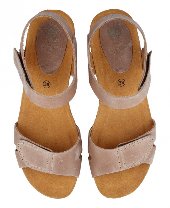 Sandalias para mujer en color beige Caracteristicas con cierre de velcro cuna 6 cm zapato de estilo casual suela de goma exteri