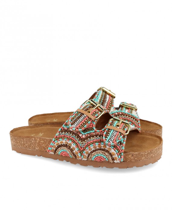 Sandalias para mujer en color multi Caracteristicas con hebilla altura de piso 3 cm zapato de estilo casual suela de goma termo