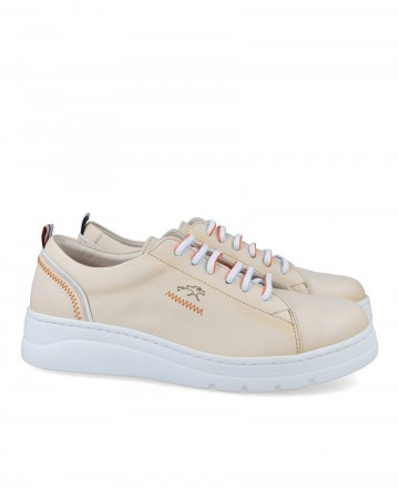 Zapatos de para mujer en color blanco Caracteristicas con cordones cuna 4 cm piso de goma termoplastica exterior piel e interio