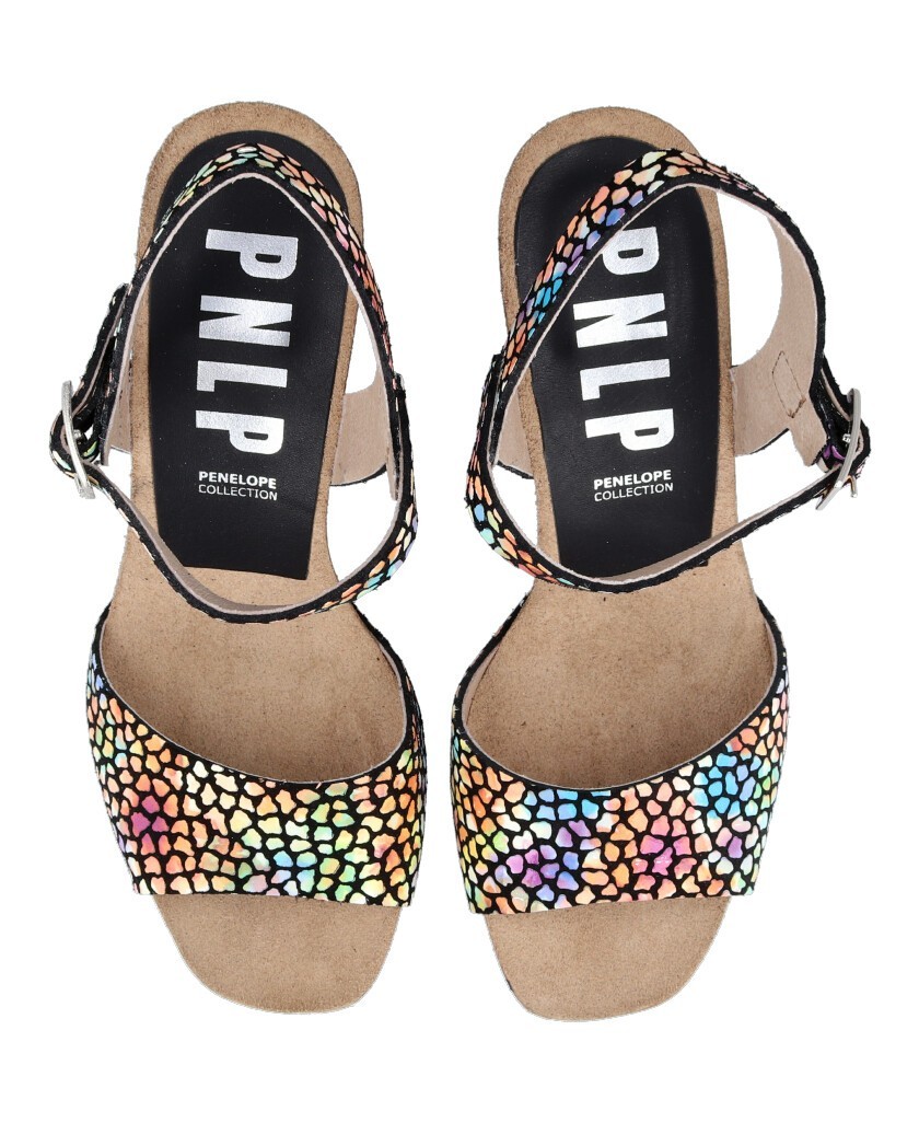 black heeled sandals