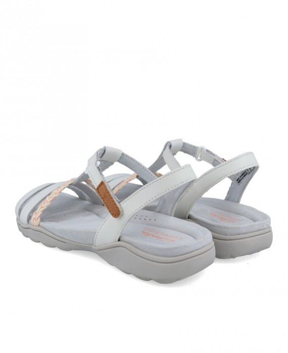 Sandalias para mujer en color blanco Caracteristicas con cierre de velcro altura de piso 2 cm zapato de estilo casual suela de