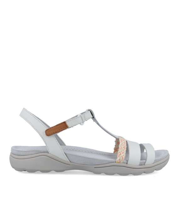Sandalias para mujer en color blanco Caracteristicas con cierre de velcro altura de piso 2 cm zapato de estilo casual suela de