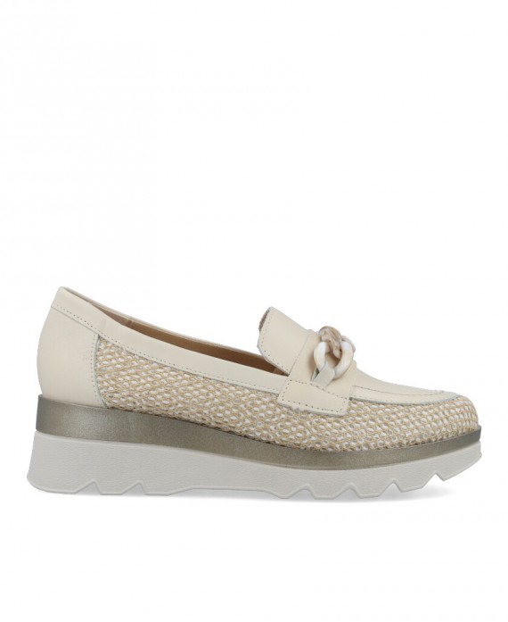Women's beige skinny loafers 5113
