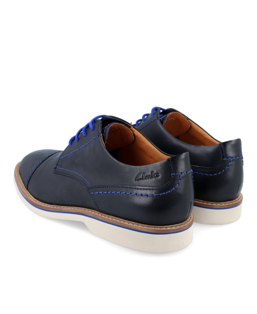 Clarks blue leather best sale shoes