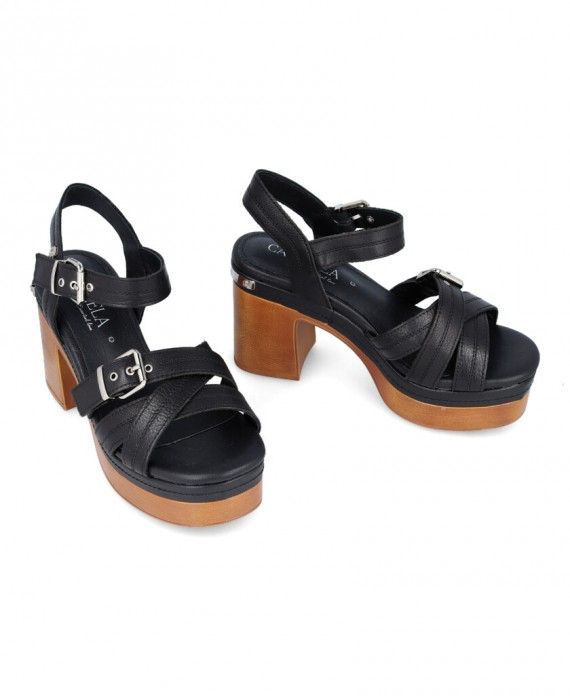 black sandals wide heel