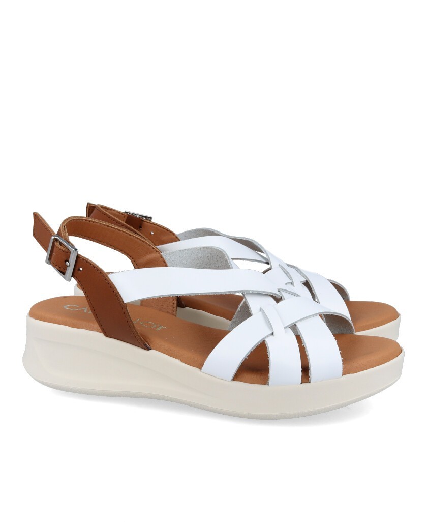 Catchalot 5188 White sandals with crossed straps for women