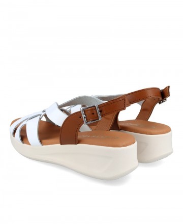 white leather sandals