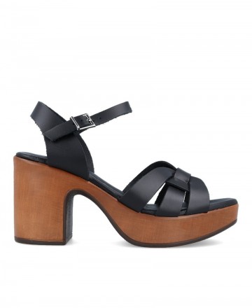 sandalias mujer negras tacon