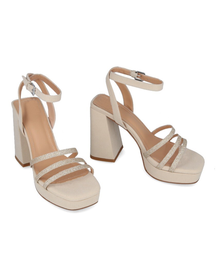 Vegan leather heeled sandal MIM Cam Ecru