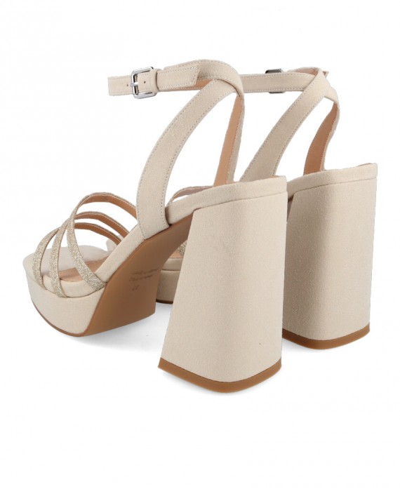 Vegan leather heeled sandal MIM Cam Ecru