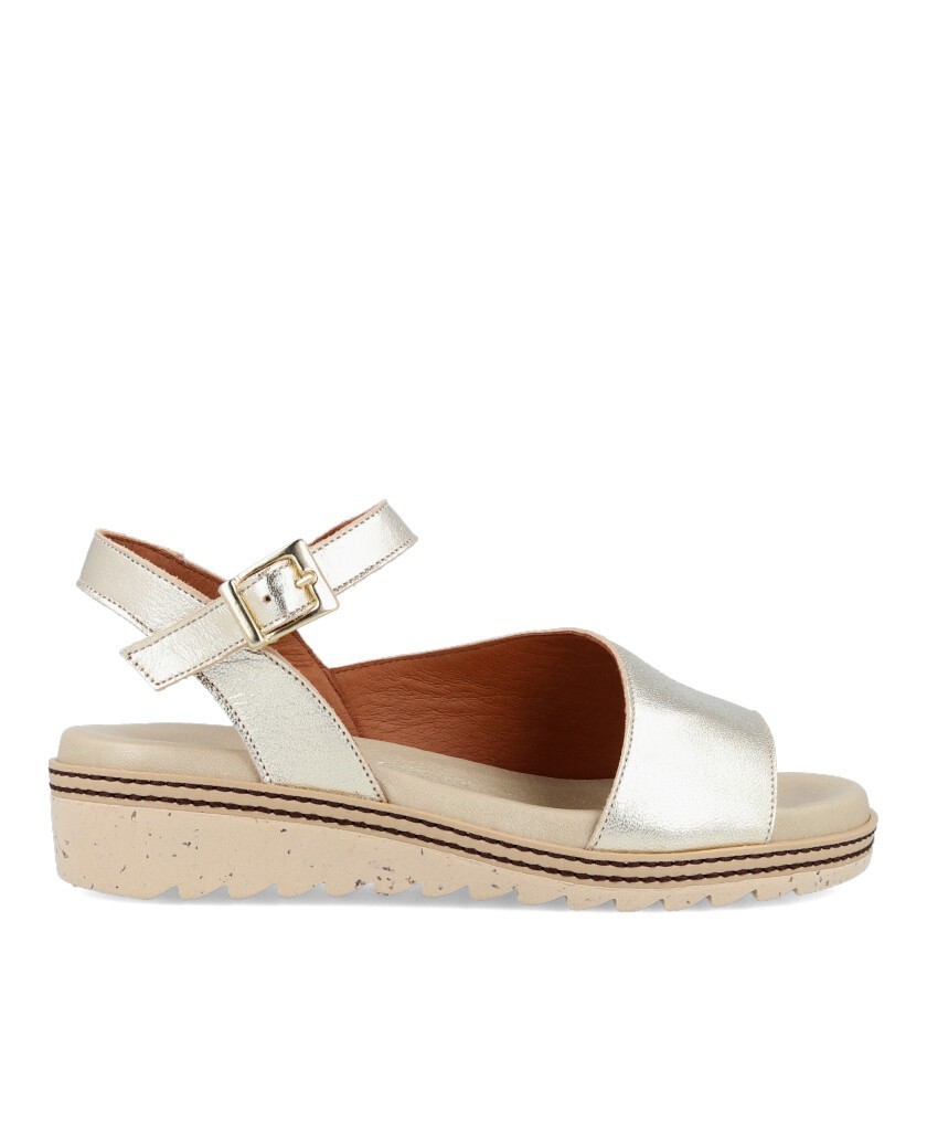 Dorking Espe D8771 Golden sandals with wedge for women