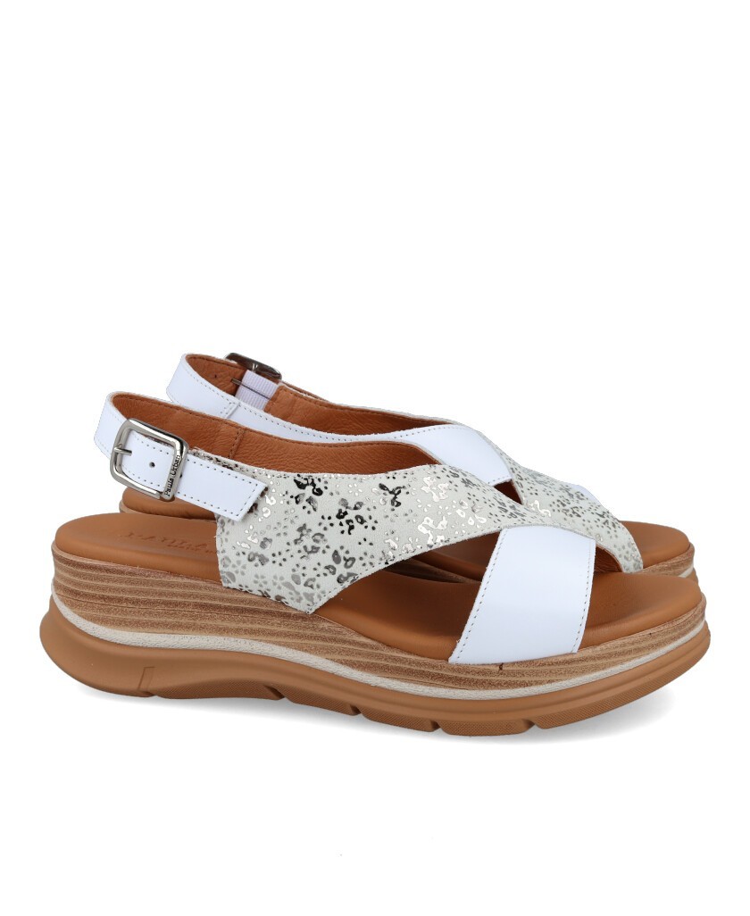 White wedge sandals Paula Urban Floter 24-532