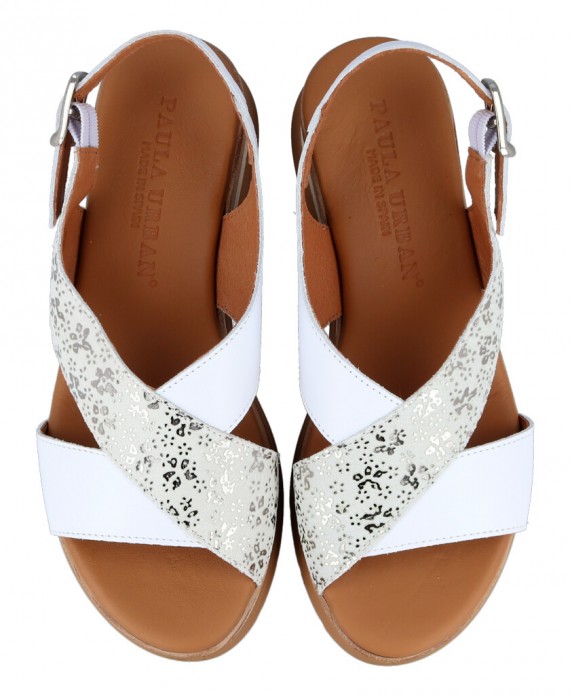 White wedge sandals Paula Urban Floter 24-532