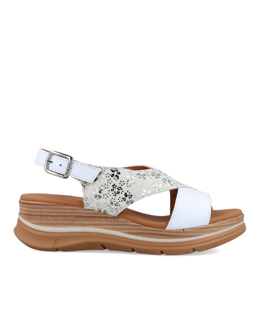White wedge sandals Paula Urban Floter 24-532