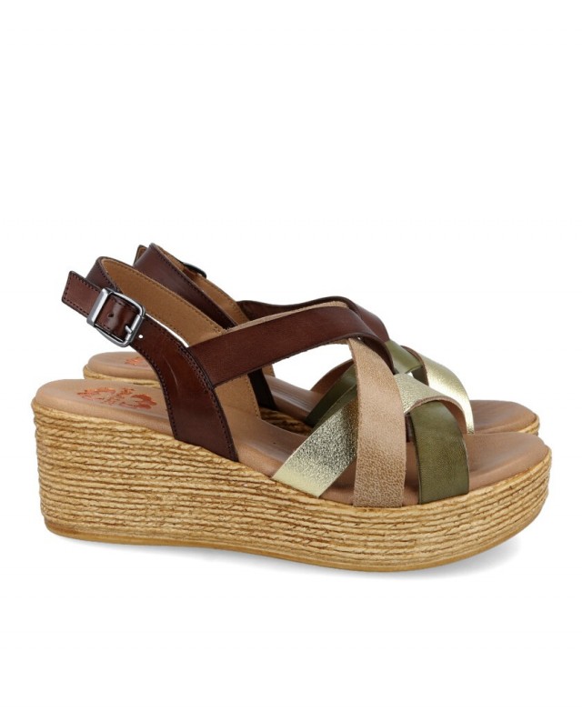 Platform leather sandals Porronet Iris 2964