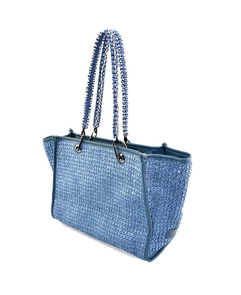 Bolso de rafia sintética azul DMR Touch Lyon