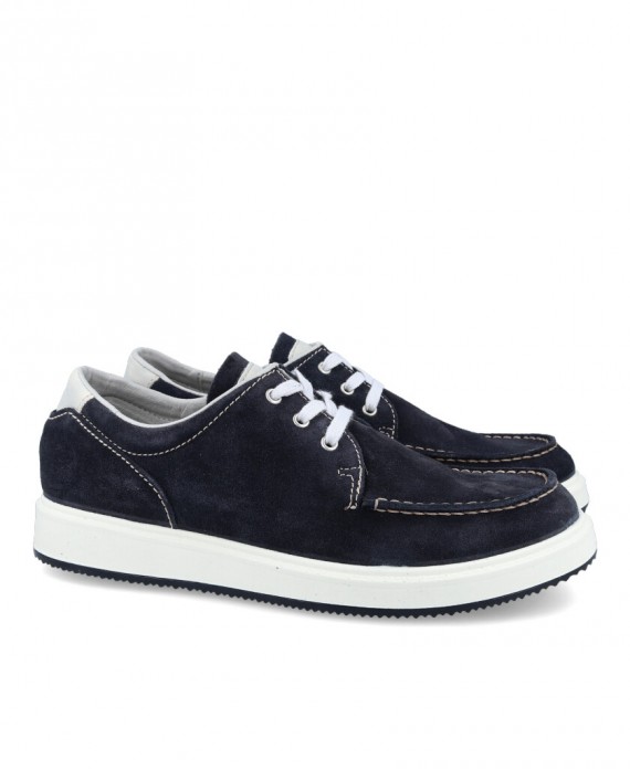 Imac 351840 Navy blue lace-up casual flat shoe