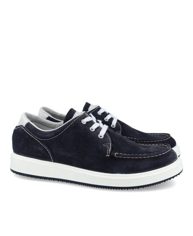 Imac 351840 Navy blue lace-up casual flat shoe