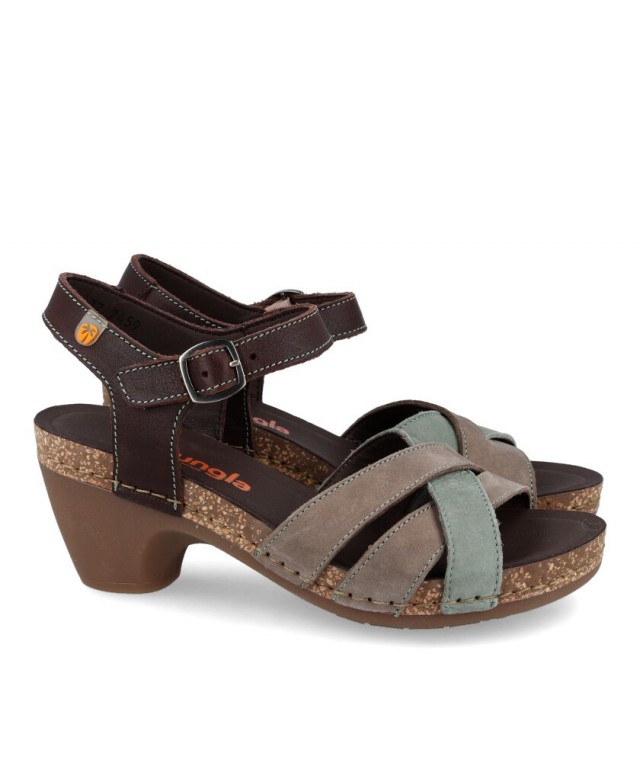 Jungla 7459-220-75 Grey thick-heeled sandals