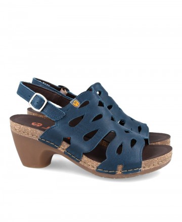 Jungla 7685 Navy blue die-cut heel sandals