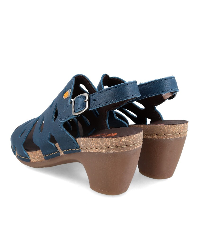 Sandalias para mujer en color azul marino Caracteristicas con cierre de velcro tacon 5 cm zapato de estilo casual suela de goma