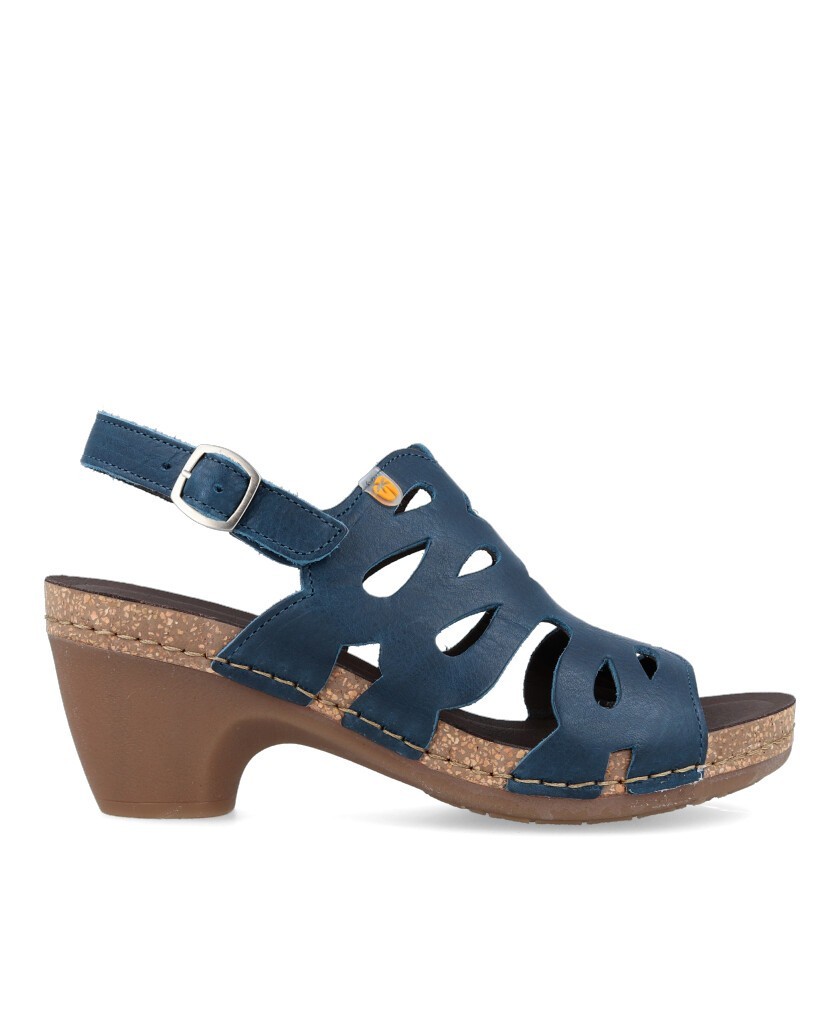 Sandalias para mujer en color azul marino Caracteristicas con cierre de velcro tacon 5 cm zapato de estilo casual suela de goma