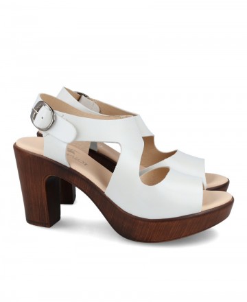 Kissia 450 White sandals with wooden heel