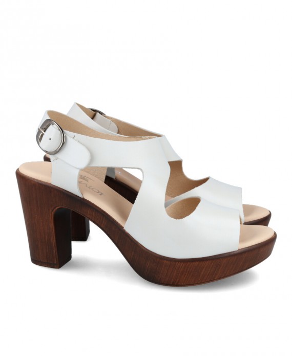 Kissia 450 White sandals with wooden heel