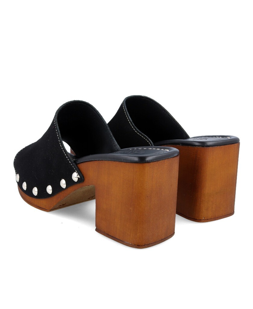 wooden heeled clog