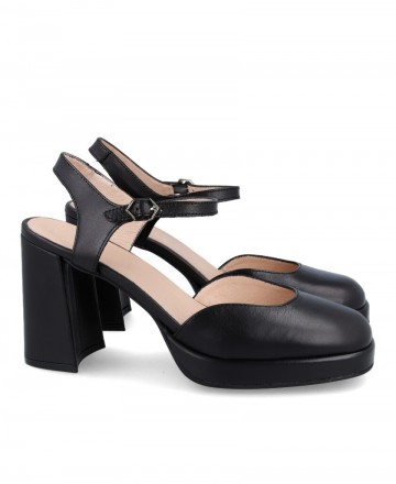 Wonders Blue H5903 Women's black heeled shoes