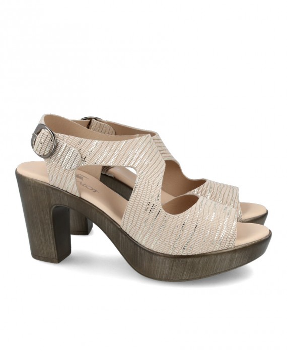 Kissia 450 Beige sandal with glitter and heel