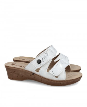 women shoes - Inblu 26000078 White shovel sandal with velcro