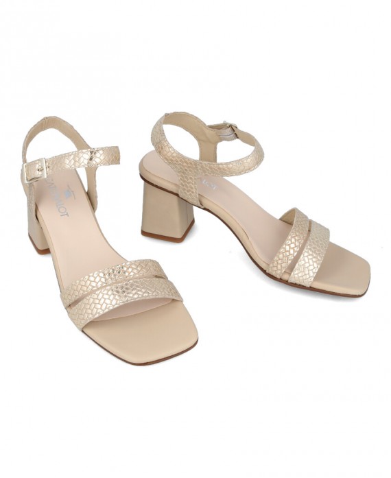 golden wide heel sandals