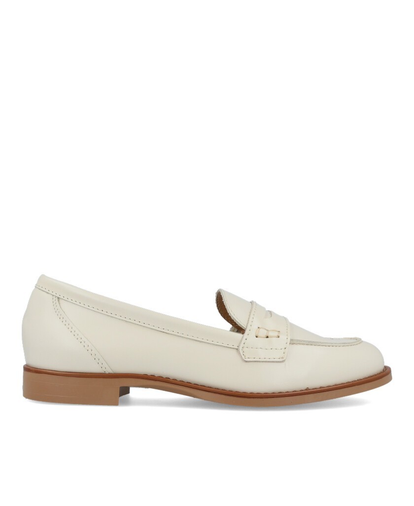 beige loafers