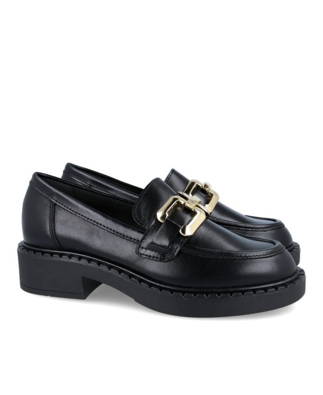 Catchalot 2646 Black leather loafers for women