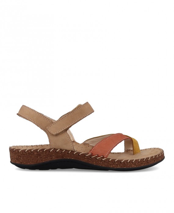 Sandalias para mujer en color taupe Caracteristicas con hebilla cuna 3 cm zapato de estilo casual suela de goma termoplastica e