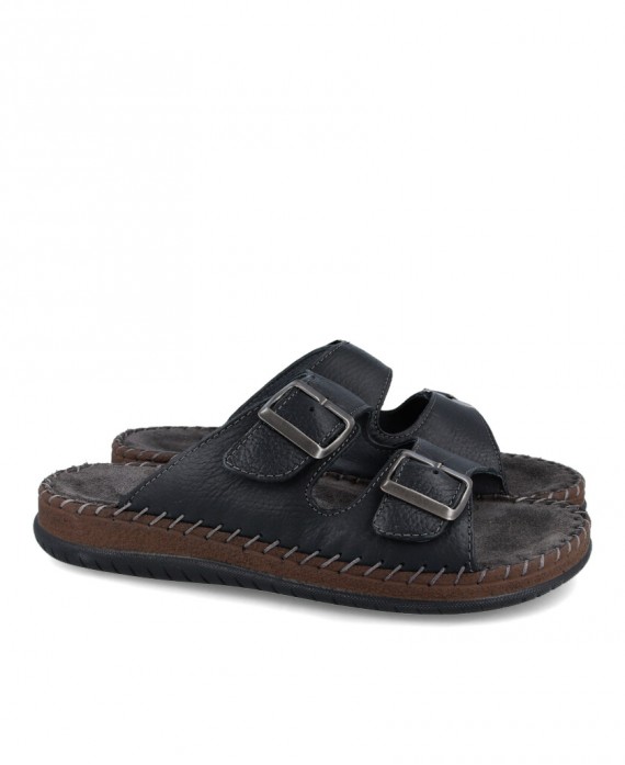 Sandalias para hombre en color negro Caracteristicas con hebilla altura de piso 2 cm zapato de estilo casual suela de goma term